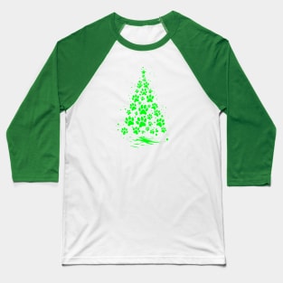 Dog Lover Paw Print Christmas Tree 5 Baseball T-Shirt